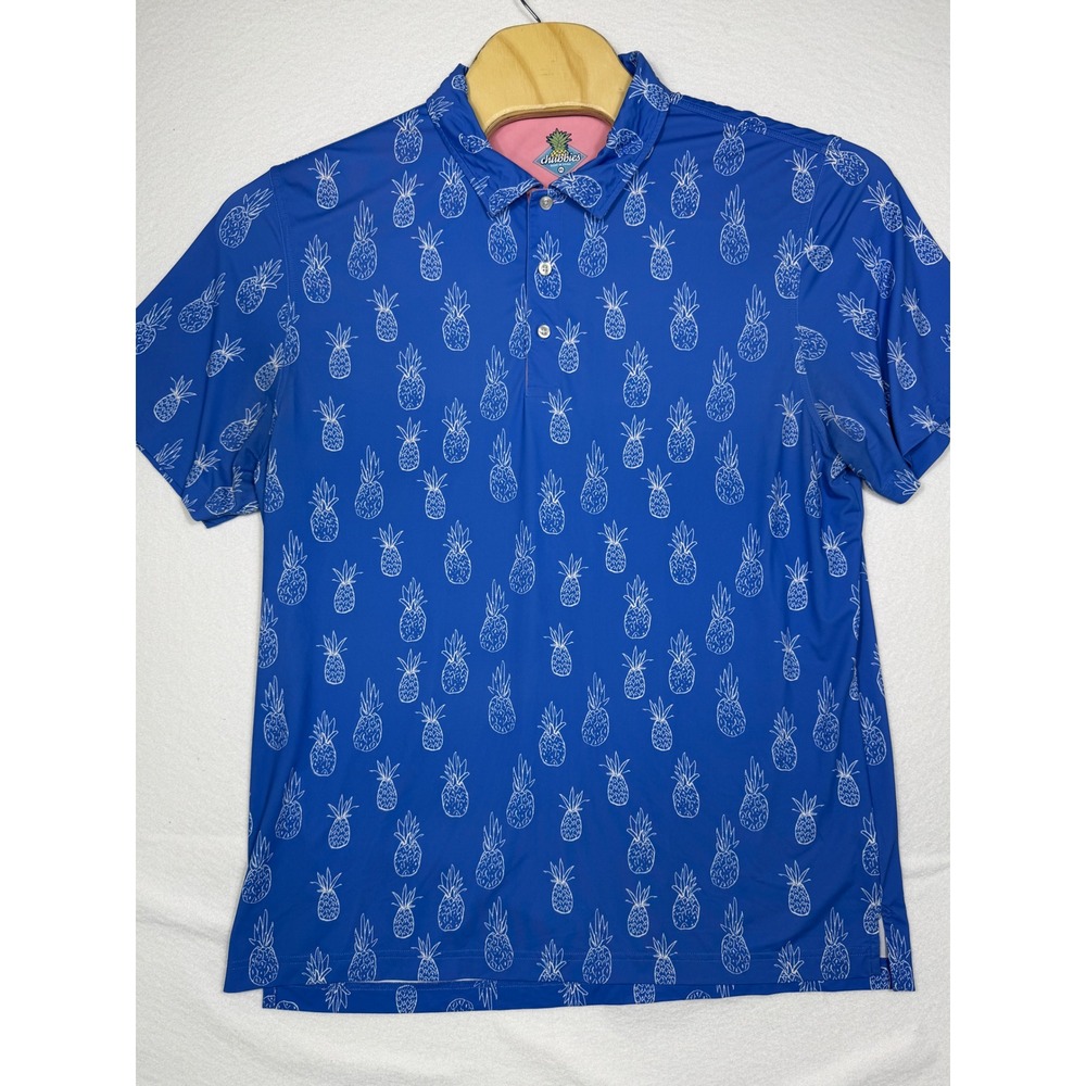 Chubbies Polo "Thigh Napple" Shirt Mens XL‎ Blue Pineapple Short Sleeve Shirt